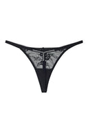 Black rhinestone G-string with rhinestone-studded strap down the back, product shot, back