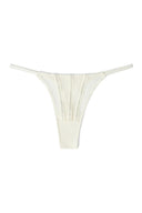 Gardenia (off-white) mesh thong with rhinestone lines on the front and slim side straps, product shot, front