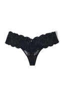 Black multitone lace hipsters with satin bow, heart charm and lined crotch, product shot, back