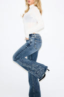 Flames Detail Tall Jeans – Mid blue