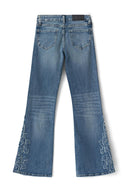 Flames Detail Tall Jeans – Mid blue
