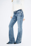 Flames Detail Tall Jeans – Mid blue