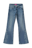 Flames Detail Tall Jeans – Mid blue