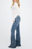 Flames Detail Jeans – Mid blue