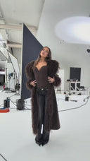 Faux Fur Coat – Dark brown