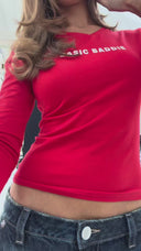 V-Neck Quarter Sleeve Top – Red